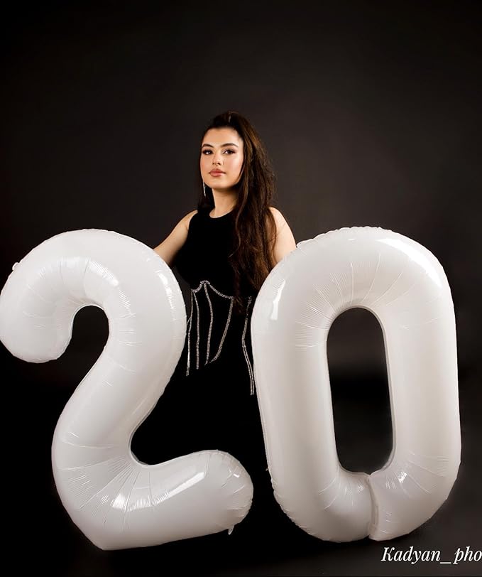 White Number 12 Balloon 40 inch, 12 Number Balloons, 12th White Birthday Decorations for Girls Boys 12 Year Old Party Supplies