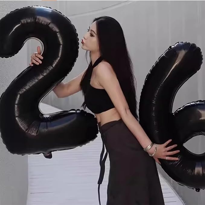 40 Inch Black Number 26 Digital Balloon,Jumbo Mylar Foil Helium Balloon for 26 Balloons for Birthday Party,Wedding Anniversary Party Decorations