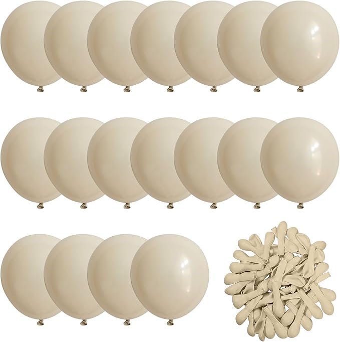 White Sand Balloons 60pcs 5inch Small Beige Balloon for Balloon Garland Arch 5'' Round Mini Neutral Cream Nude Latex Balloon for Birthday Party Decoration DIY Baby Shower Wedding Annversary