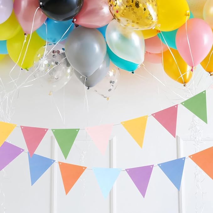 MECCANIXITY Birthday Banner 16 Feet Green Birthday Decorations CardStock Birthday Sign with Pennant Banner Flags for Birthday Decor Backdrop Festival Party Supplies