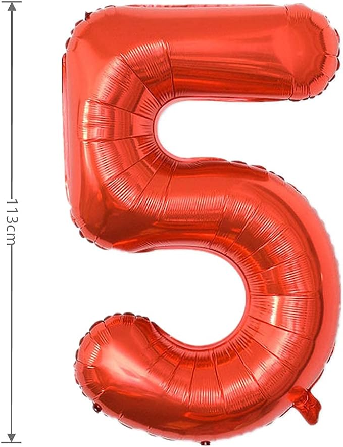 40 Inch Large Foil Helium Number Balloon Birthday Wedding Party 0-9 (Red, 5)