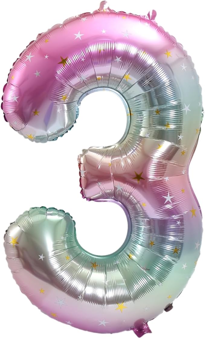 40 Inch Large Foil Helium Number Balloon Birthday Wedding Party 0-9 (Pastel, 3)