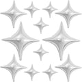 12PCS Silver Star Balloons, 24in 18in 10in Four Angle Star Shaped Balloon Silver Foil Balloons for Wedding Baby Shower Birthday New Year Party Decorations