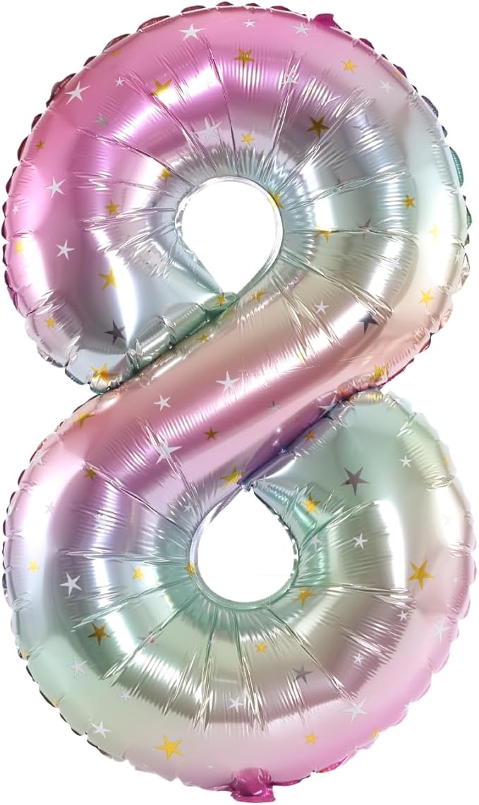 40 Inch Large Foil Helium Number Balloon Birthday Wedding Party 0-9 (Pastel, 8)