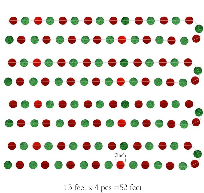 Decor365 Glitter Christmas Party Decorations Hanging Christmas Decoration Ugly Sweater Red Green Garlands Xmas Tree Circle Streamer Photobooth Backdrop Office Classroom Birthday Party Decor