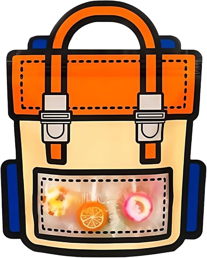 PABCK 30 Pack Plastic Gift Bags Cartoon Goodie Bags 7.09x8.27 inch Backpack-shaped Candy Packaging Bag with Handle Resealable Treats Birthday Party Favor Stand Up (10 Blue,10 Purple and 10 Orange)