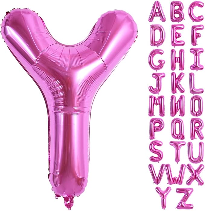 TONIFUL 40 Inch Large Rose Red Letter Y Balloon - Giant Hot Pink Alphabet Foil Mylar for Birthday Party Anniversary Supplies Decorations