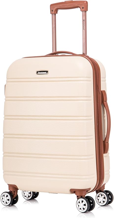 Rockland Melbourne Hardside 2 Piece Expandable Spinner Wheel Luggage Set, Carry-On 20" and Tote 14", White