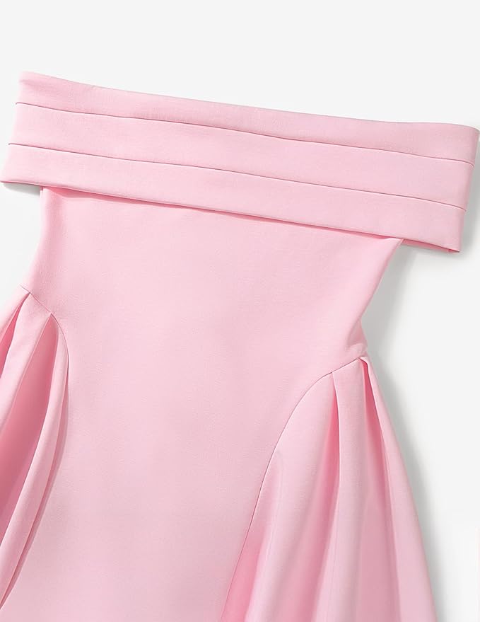 ZESICA Summer 2026 Cocktail Dresses for Women's Off Shoulder Short Sleeve Swing A Line Wedding Evening Party Midi Dress