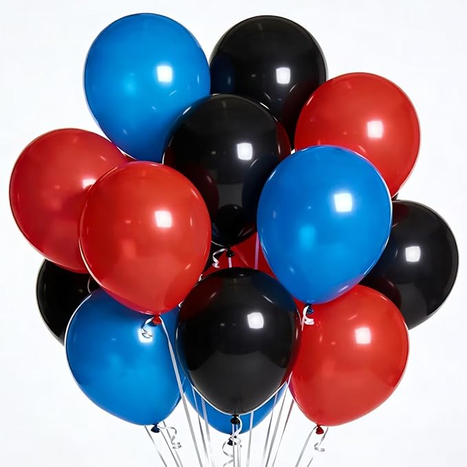 320 Pcs Red Blue Black 12 Inch Bulk Latex Balloons, for Boys Cool Spider Theme Birthday Baby Shower Graduation Ceremony Party Decorations