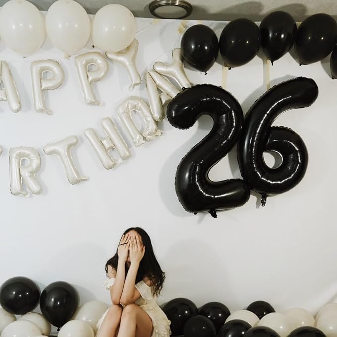 40 Inch Black Number Balloon 2, Large Number Foil Balloons Mylar for Girl Boy Birthday Party Celebration Decorations Supplies, Digital Balloons for Wedding Anniversary Events Decorations