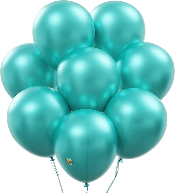 AFTERLOON® Biodegradable Balloons Pearlized Turquoise Blue (Tiffany) 12 Inch 100 Pack, Pearlescent Thickened Extra Strong Latex Helium Float, for Baby Gender Reveal Wedding Birthday Party Decorations