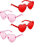 4 Pairs Heart Sunglasses for Women Heart Shaped Sunglasses Bulk Pink and Red Glasses for Party Favor (4, Pink、Red)