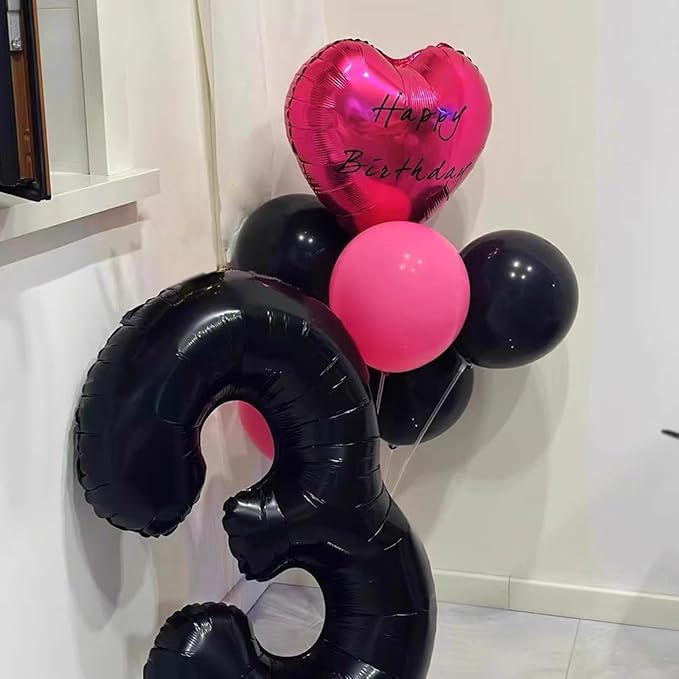 40 Inch Black Number 32 Digital Balloon,Jumbo Mylar Foil Helium Balloon for 32 Balloons for Birthday Party,Wedding Anniversary Party Decorations