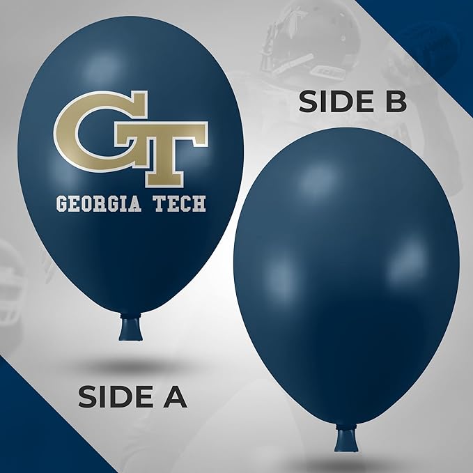 Georgia Tech Yellow Jackets Balloons 10 Pack 11" Official Licensed Logos, Helium Quality Latex Balloons, Perfect for College Football Team Celebration, Decorated Front and Back by Westrick