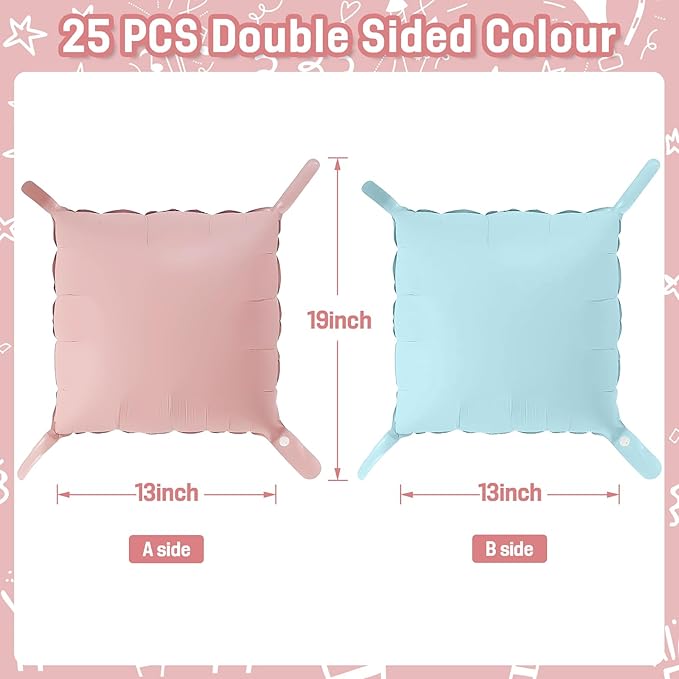 Pink and Blue Square Foil Balloons Wall, 25PCS Double Sided Pastel Cream Pink Blue Balloons Tunnel Arch Kit Backdrop for Boy or Girl Gender Reveal Decorations Birthday Party Baby Shower Decorations