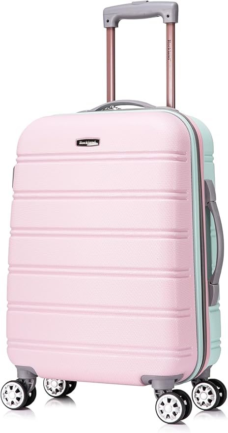Rockland Melbourne Hardside 2 Piece Expandable Spinner Wheel Luggage Set, Carry-On 20" and Tote 14", Mint