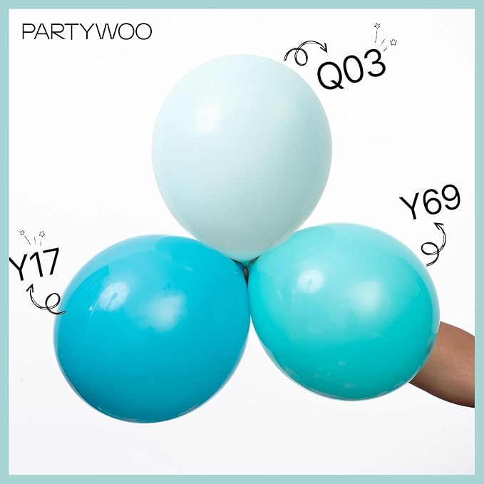 PartyWoo Teal Balloons 50 pcs 12 Inch Pastel Teal Turquoise Peppermint Mint Balloons for Graduation Gender Reveal Baby Shower Wedding Anniversary Birthday Party Decorations Mint-Q03