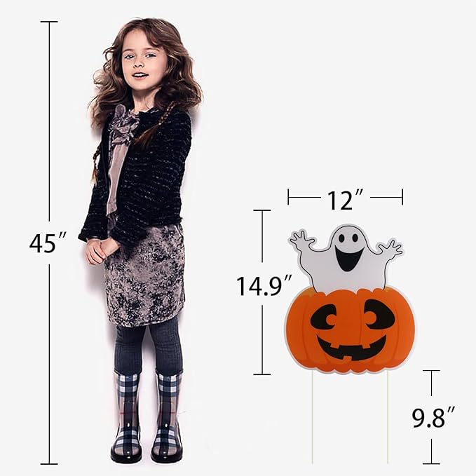 3PCS Yard Signs for Halloween Props Yard Stakes Pumpkin Ghost Monster Yard Sign Stakes for Halloween Decorations Outdoor Lawn Decor Yard Decorations