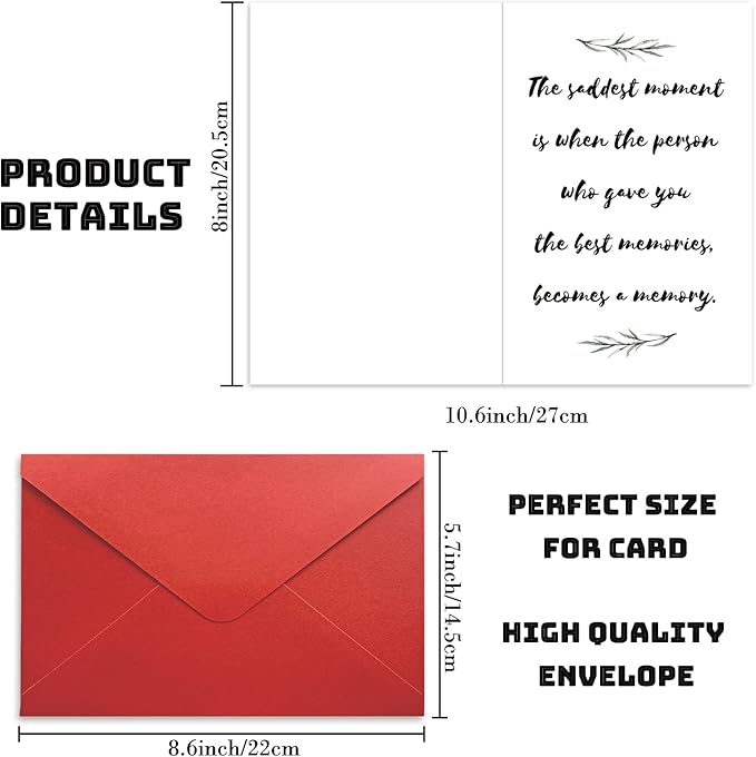 Sympathy Greeting Card with Envelopes To Express Your Condolences Grief for Loss of Mother, Pet, Father, Thinking Of You Card