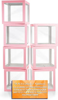 Ledido Transparent Balloon Boxes With 78 Letters Numbers, Pink Baby Boxes with Letters for Baby Shower Clear Letter Boxes for Party Wedding Birthday Baby Shower Graduation Decorations 7 PCS