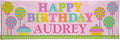 Let's Make Memories Personalized Pink Happy Birthday Banner for Kids - Custom Birthday Party Decorations - Indoor/Outdoor Vinyl - Any Name - Sweets Design - 6ft