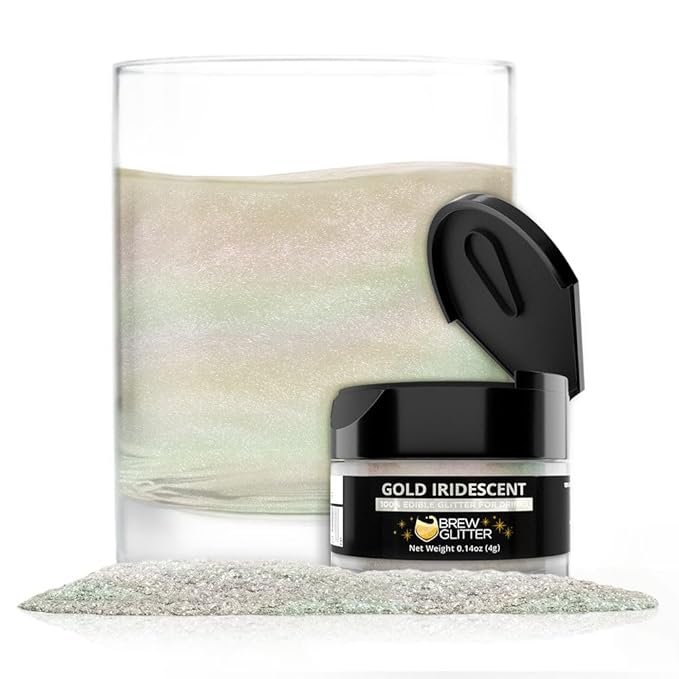 Brew Glitter Edible Glitter for Drinks, Cocktails, Beer, Garnish & Beverages (Iridescent Gold, 4 Grams)