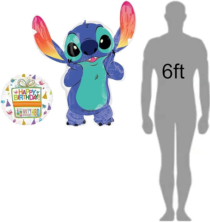 Anagram Stitch 7pc Birthday Party Foil Balloons, BQ_4159