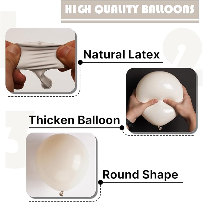 PartyWoo White Sand Balloons 152pcs Different Sizes of 18 12 10 5 Inch Off White Beige Cream Ivory Boho Neutral Balloon Arch Kit Garland for Wedding Baby Shower Birthday Party Decorations White-F12