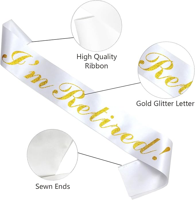 Retirement Gifts for Women, “I'm Retired!” Sash, Happy Retirement Party Decorations, Events and Decorations by JPACO