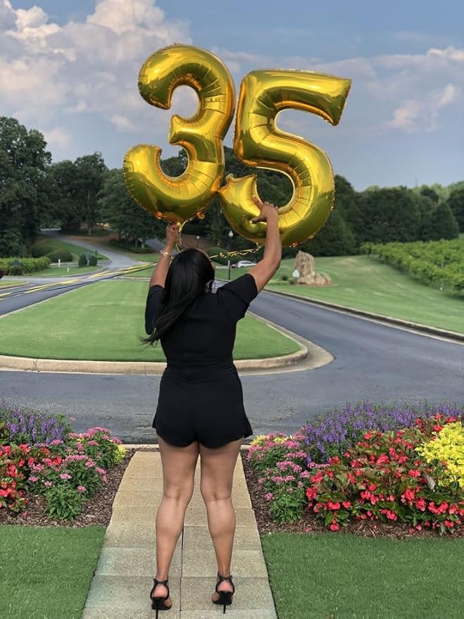15 Gold Number Balloons, 40 Inch Balloons for Woman Man 15th Birthday Party Decoration, Foil Number Ballon for 15, 51 Anniversary, Bridal Shower, Graduation, Valentine's Day, Mother's Day, Easter