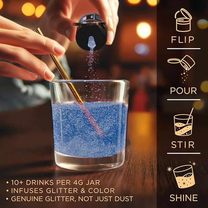 Brew Glitter Edible Glitter for Drinks, Cocktails, Beer, Garnish & Beverages (Blue, 4 Grams)