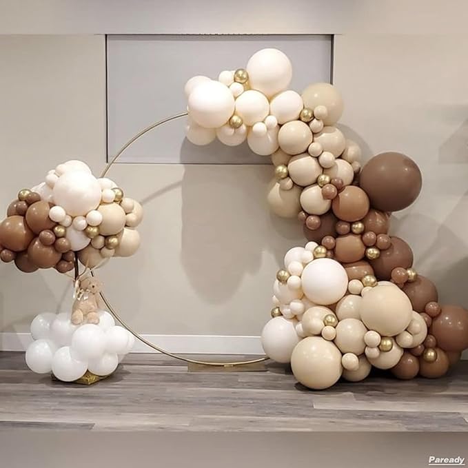 Brown White Balloons Garland Kit, 120pcs Brown and White Balloon Arch Kit With Leopard Foil Balloon Different Sizes For Jungle Safari Forest Themed Birthday Baby Shower Island Party Wedding Decor