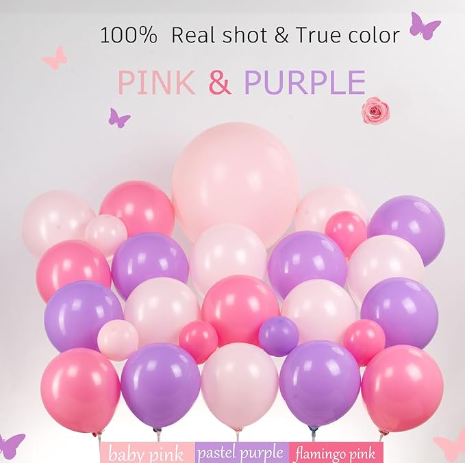 Butterfly Baby Shower Decorations with 142Pcs Pink and lavender Purple balloons delicate tulle butterflies Decor for Girls A Little Butterfly Is On The Way Fairy Elf Birthday Party Decorations