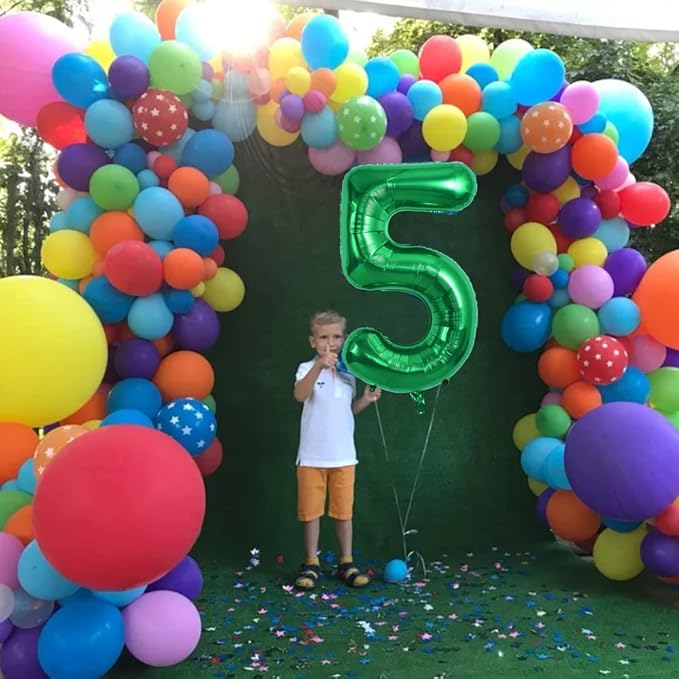 TONIFUL 40 Inch Dark Green Large Numbers Balloon 0-9 Birthday Party Decorations,Foil Mylar Big Number 5 Balloon Digital 5 for Birthday Party,Wedding, Bridal Shower Engagement Photo Shoot, Anniversary