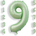 AULE 40 Inch Large 9 Balloon Numbers Sage Green, Big Foil Number Balloons, Giant Helium Happy Birthday Party Decorations for Man and Women, Huge Mylar Anniversary Party Supplies