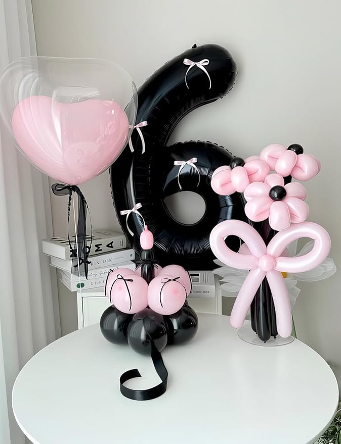 Black Number 6 Balloons – 40 Inch Giant Foil Number Balloon, Black Number Balloon for Men Women Boys Girls Birthday Graduation Anniversary Party Decorations