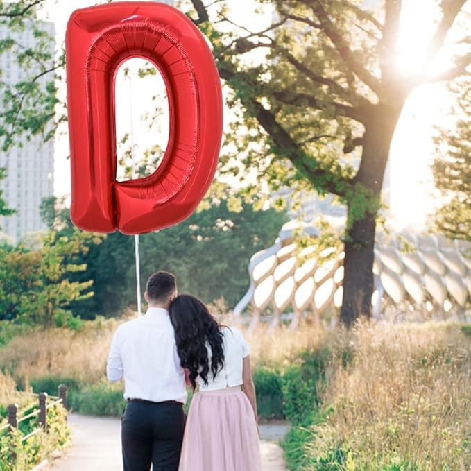 TONIFUL 40 Inch Large Bright Red Letter Balloons A-Z, Giant Jumbo Helium Foil Mylar Big Letter D Balloons for Birthday Party Anniversary Wedding Decorations