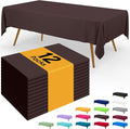 Smiry Disposable Table Cloth - 12 Pack, 54 x 108 Inch Waterproof Rectangle Tablecloths for Parties, Decorative Plastic Table Cover, Leakproof & Sturdy, Coffee