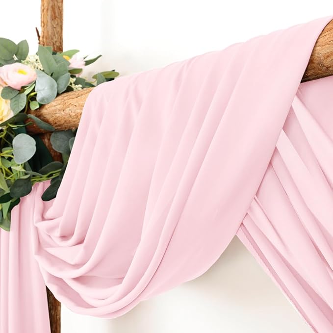 Wedding Arch Draping Fabric 30'' x 18FT Sheer Chiffon Arch Drape Backdrop 1 Panel Blushing Pink Drape for Easter Baby Shower Photo Booth Church Decor Birthday Party Outdoor Decoration