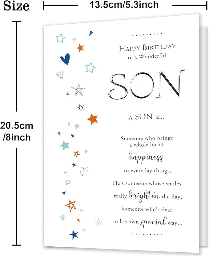 Son Birthday Card, Birthday Cards & Gifts for Son from Mom Dad Parents, Sons Birthdays Card Gift Adult