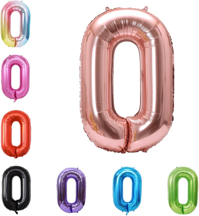 40 Inch Large Foil Helium Number Balloon Birthday Wedding Party 0-9 (Rose Gold, 0)