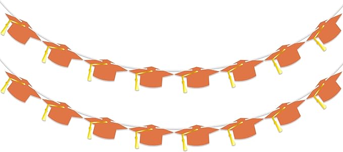 16PCS Orange 2025 Congrats Grad Banner, Glitter 2025 Graduation Decorations Banner, Class of 2025 Banner Garland High School College Graduation Party Decorations Supplies Decor