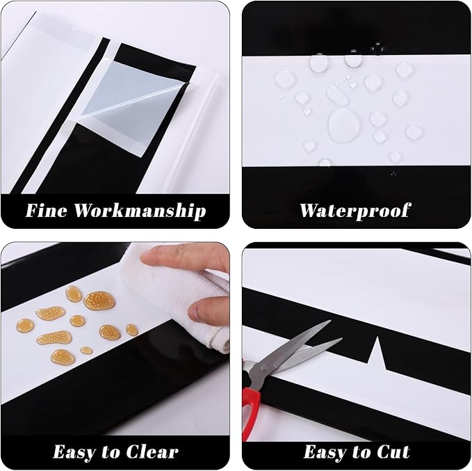Kesfey 3 Packs Black and White Horizontal Striped Table Cloth 54 x 108 Inch Classic Black Stripe Tablecloths Disposable Plastic Stripe Table Covers Waterproof Picnic Tablecover for Halloween Party