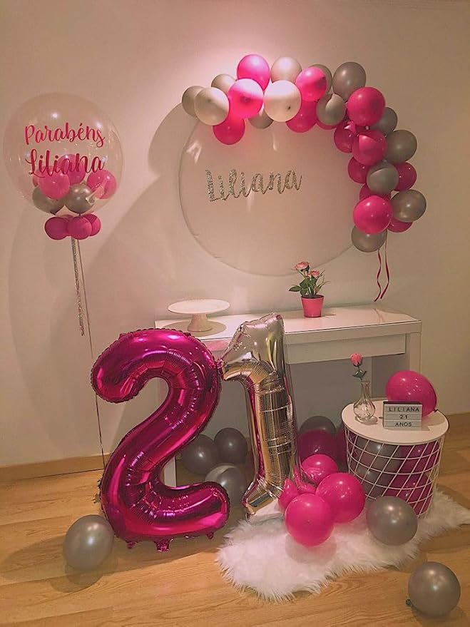 Hot Pink Number 15 Balloons 40 inch, 15 Number Balloons, 15th Birthday Decorations for Girls 15 Year Old Hot Pink Party Supplies