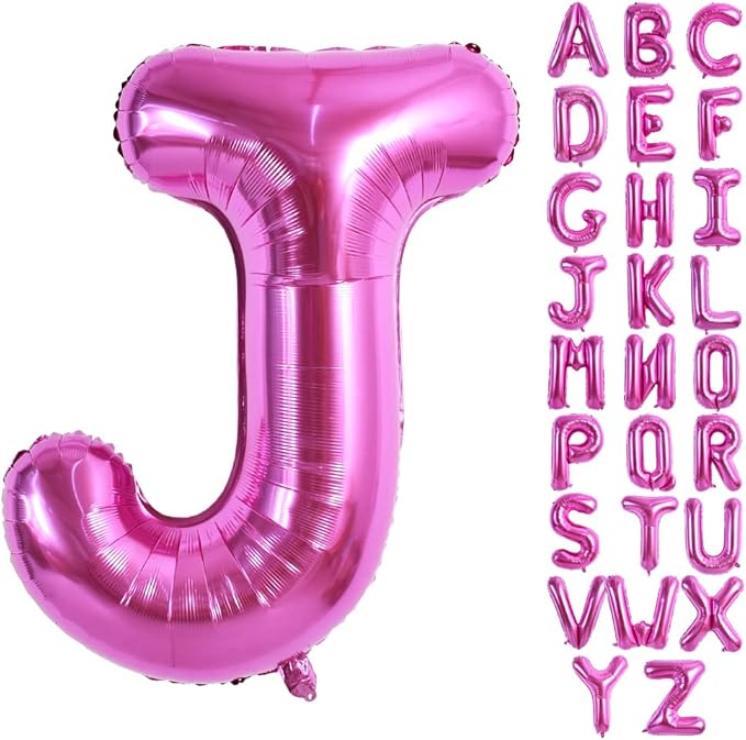 TONIFUL 40 Inch Large Rose Red Letter J Balloons, Giant Hot Pink Alphabet Letter Balloons,Birthday Party Anniversary Supplies Decorations