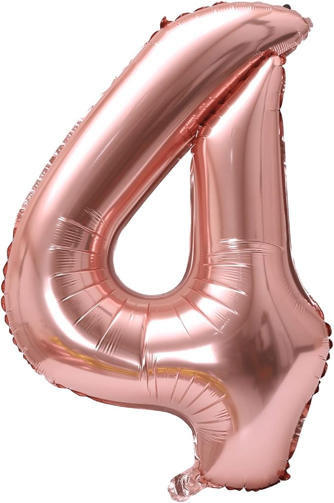 40 Inch Large Foil Helium Number Balloon Birthday Wedding Party 0-9 (Rose Gold, 4)