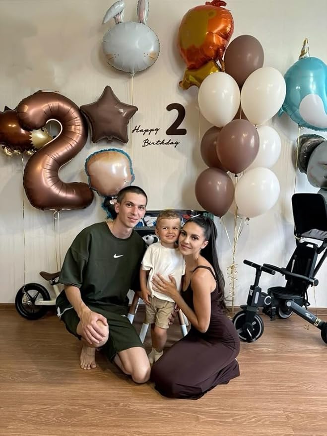 Coffee Brown 2 Balloon, 40 Inch Birthday Balloon for Birthday Party Decoration, Foil Number Ballon for 2, 12, 20, 22, 2026 Celebration, Graduation, Birthdays, Baby Shower, Anniversary Decor