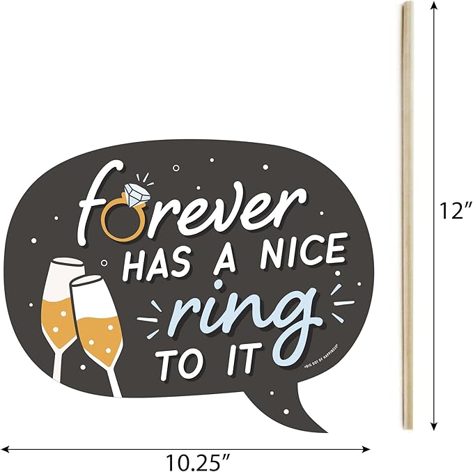 Photo Booth Props Kit for Engagement Party - 10-Piece Speech Bubble and Arrow Set, Premium Cardstock Photo Props with Assembly Sticks - Black