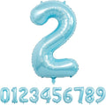 Blue Light Number Balloon, 40 Inch, Party Decorations for Birthdays, Boy Baby Shower, Wedding, Unisex, Includes 1 Balloon, 1 Roll String, 1 Straw